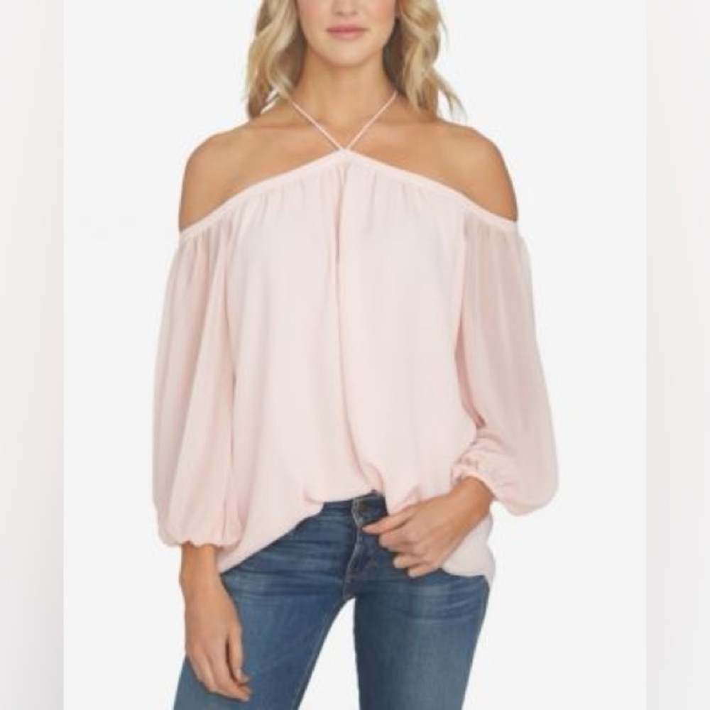 NAKED ZEBRA ~Elegant Off-Shoulder‎ Pink Blouse NWT Small